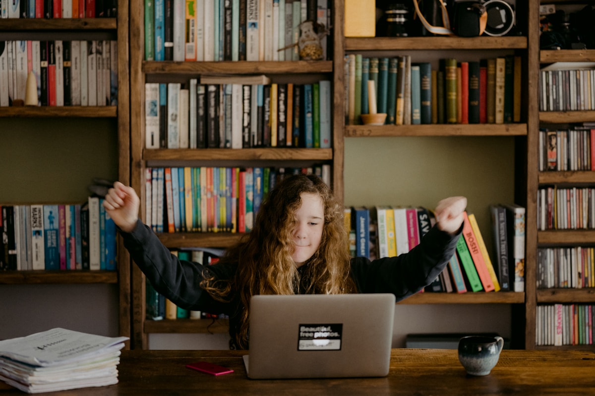 Teen learner taking an online learning session on a laptop