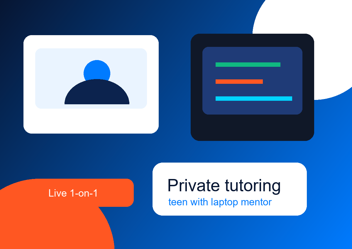 Teen learner receiving private remote tutoring with a mentor on a laptop