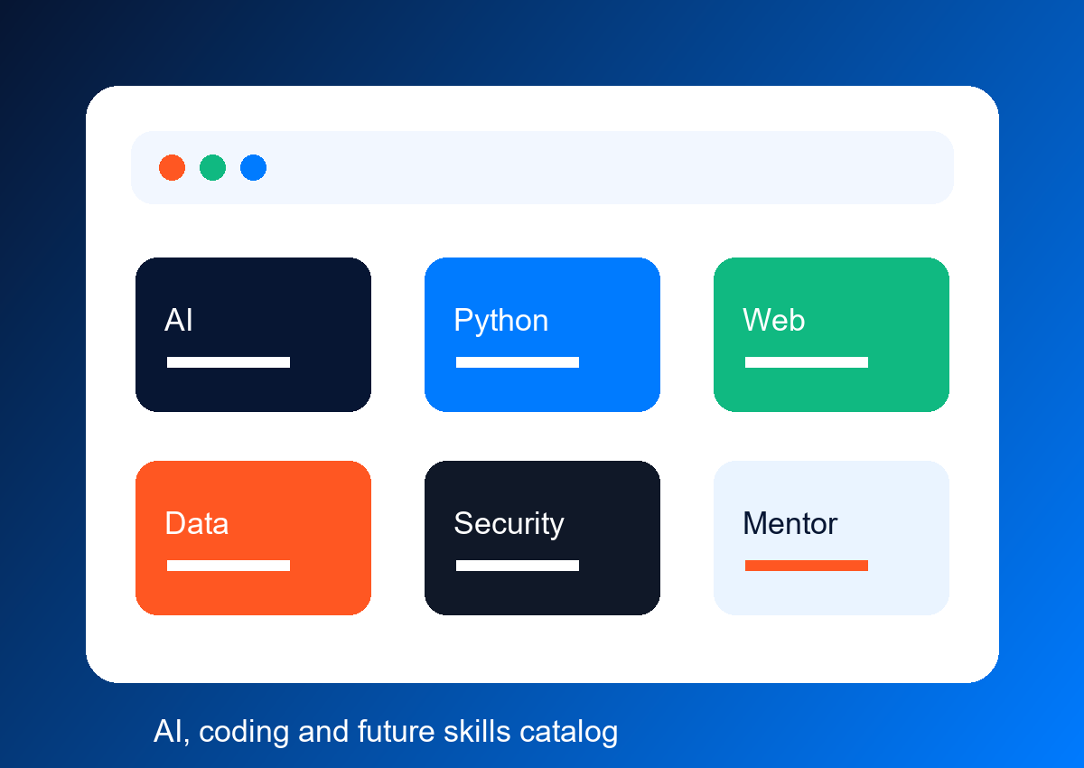 Online course catalog for coding, AI, and future-ready technology skills
